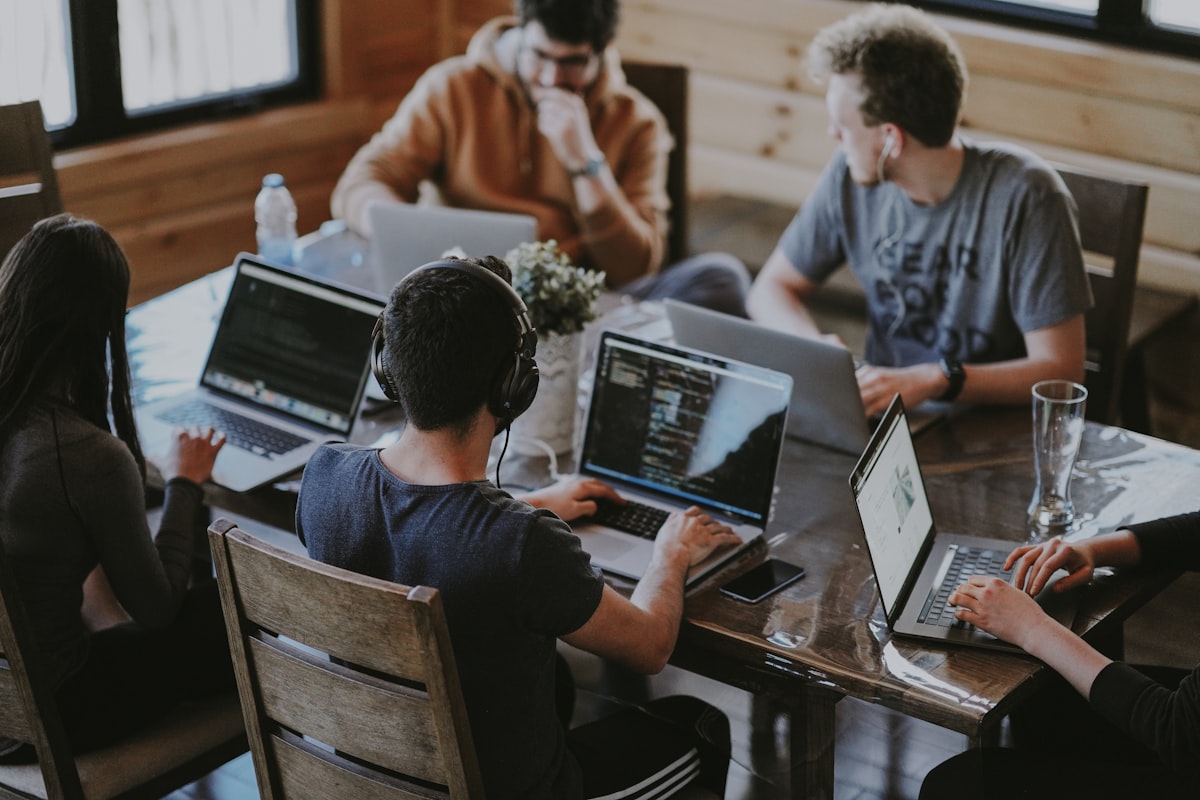 Business technology solutions showing a modern workspace with digital devices